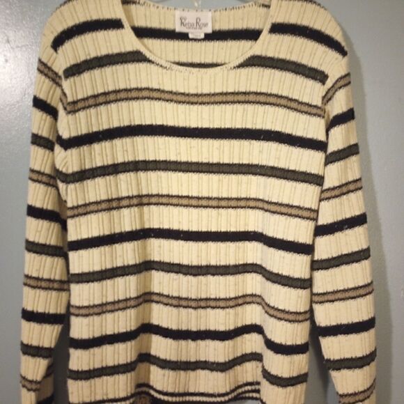 Vintage Reba Rose textured knit striped long sleeve - Picture 2 of 8